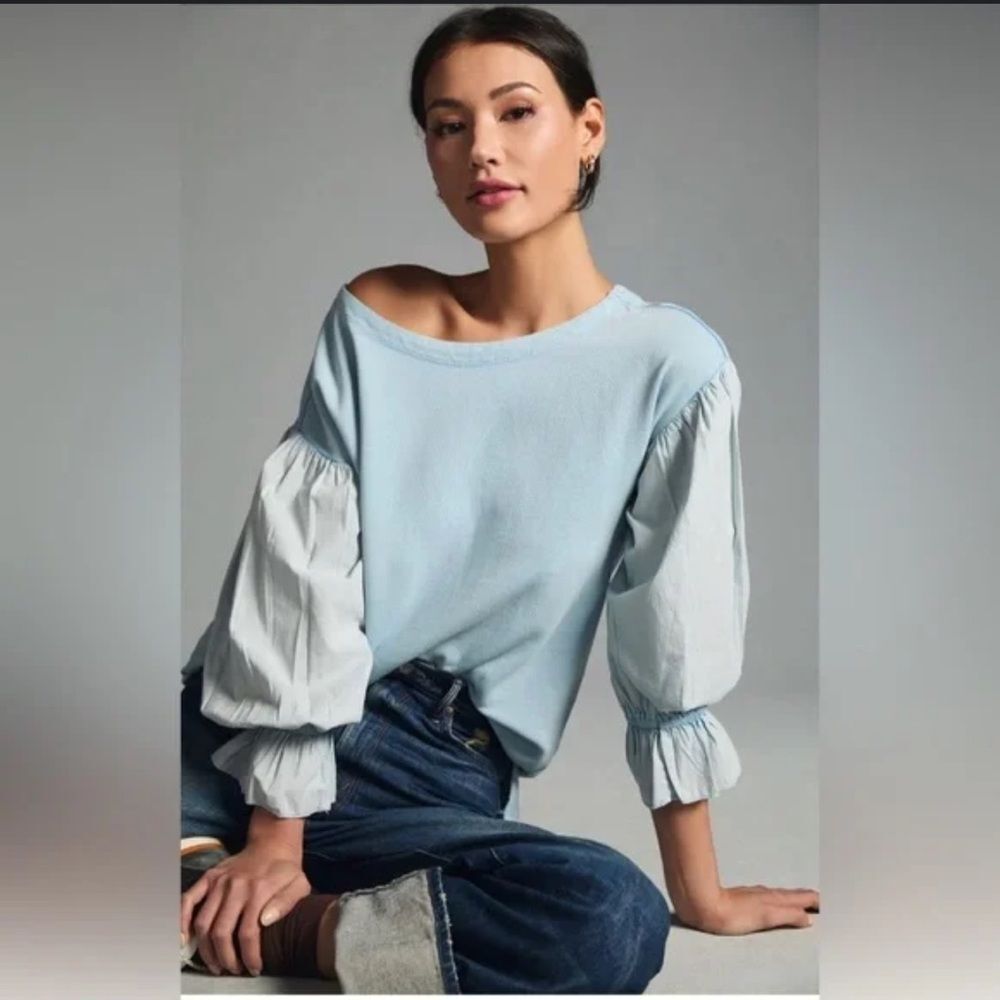 Pilcro and The Letterpress Mixed-Media Pullover Size Small